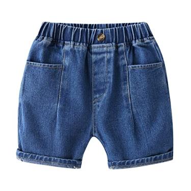 Imagem de Shorts infantis para meninos calças jeans de verão shorts bolso casual moda para roupas infantis meninos shorts de verão (azul, 3-4 anos)