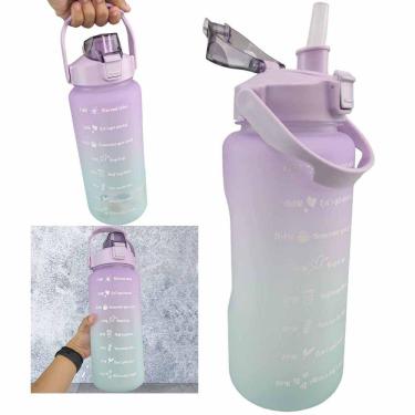 Imagem de Garrafa Motivacional Frases 2 Litros Academia Treino Squeeze Com Medidor Adesivos Trabalho Escola Curso Portatil