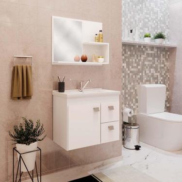 Imagem de Gabinete Banheiro Espelheira com Pia 55 cm Isa MGM Branco