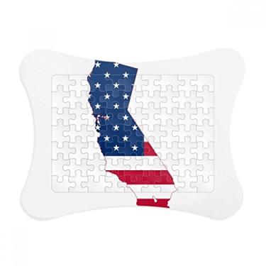 Imagem de Moldura de quebra-cabeça com mapa dos EUA da Califórnia com estrelas listradas, moldura de quebra-cabeça para decoração de imagem