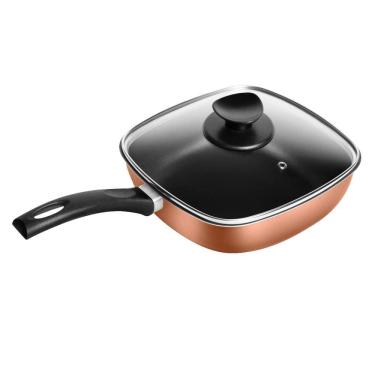 Imagem de Frigideira Antiaderente Quadrada Cobre Funda n° 21 Com Tampa De Vidro Patolux