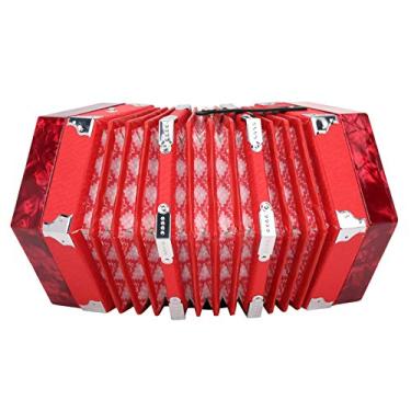 Imagem de Concertina Acordeão Concertina Portátil, Concertina Para Venda Instrumento Musical Profissional Acordeão de Piano de Mão Para Adultos Estudantes Iniciantes Desempenho (Vermelho)