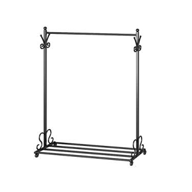 Imagem de FIONEL Cabide de pé livre cabide cabideiro chão quarto simples minimalista cabide casa tipo haste única prateleira de secagem ouro preto tipo de piso cabide suporte de casaco de madeira (cor: preto, tamanho: GG)