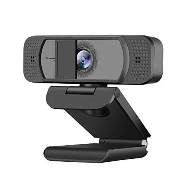 Imagem de Webcam HD 1080p Streaming Webcam com capa de privacidade para computador desktop, visão grande angular de 100° com microfone estéreo, webcam USB Plug and Play, correção de pouca luz e câmera de