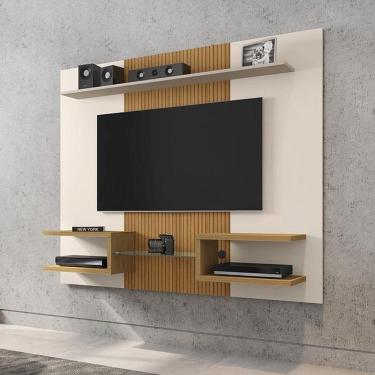 Imagem de Painel Atlas Sala Tv Até 55 Polegadas Off White/cinamomo - Ripa Off White/cinamomo - Ripa