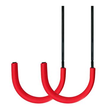 Imagem de FITactic Conjunto de rack de parede de exibição de metal para prancha de SUP, prancha de surf, wakeboard, snowboard, longboards, gerenciamento de armazenamento de shortboard (vermelho)