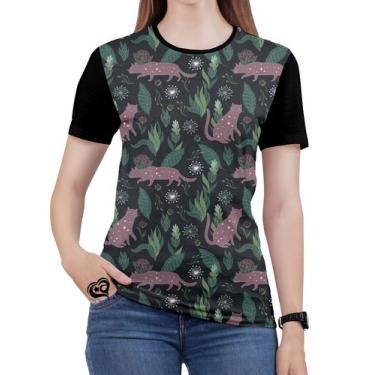 Imagem de Camiseta De Gato Plus Size Animal Feminina Blusa Cinza - Alemark