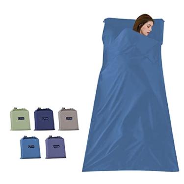 Imagem de SOMOYA Forro de Saco de Dormir Compacto Saco de Dormir Leve Lençol de Viagem Saco de Acampamento Piquenique Hotel, Azul, 45 x 82,6 Polegadas (115 x 210 cm)