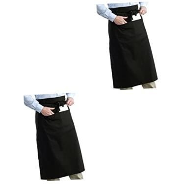 Imagem de Zerodeko 2 Unidades avental de cintura avental de churrasco para homens babadores aventais para homens avental de cozinha avental curto com bolsos tem bolsos servidor Nepotismo
