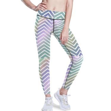 Imagem de KLL Leggings de ioga com ondas geométricas para mulheres com bolsos PP, Onda geométrica, X-Small