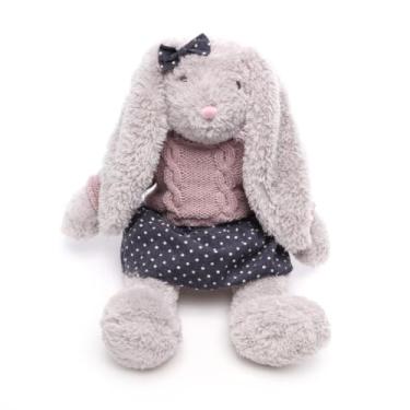 Imagem de Coelhinha de pelúcia rabbit 40cm estilosa com conjuntinho de blusa e saia