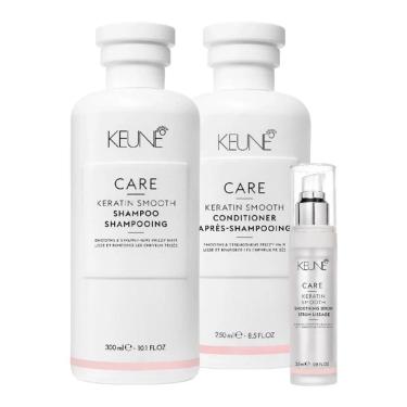 Imagem de Kit Keune Care Keratin Smooth Shampoo 300ml, Condicionador 250ml, Smooth Serum 25ml