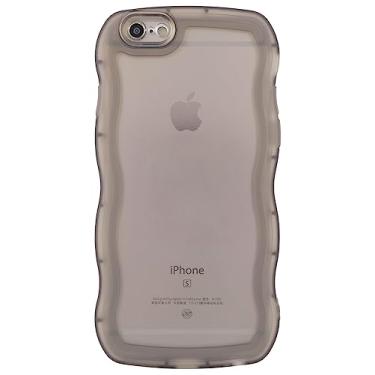 Imagem de SKYLMW Compatível com iPhone 6s/6 Capa de 4,7 polegadas, linda Kawaii ondulada, em forma de moldura ondulada, de silicone macio, à prova de choque, capa protetora para mulheres e meninas, transparente/preta