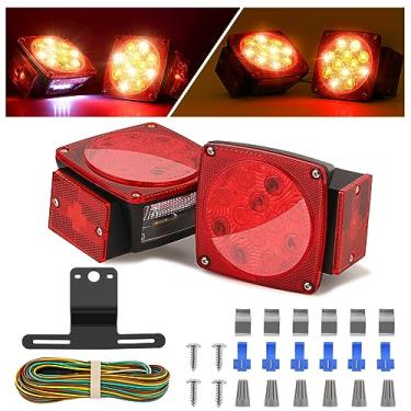 Imagem de OminEco Kit de luz de trailer de LED de 12 V, certificado DOT, à prova d'água para barcos, trailers, carros e reboques utilitários submersíveis, kit completo de luz traseira com chicote de fios para trailers com menos de 80 polegadas