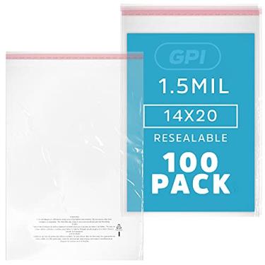Imagem de GPI - Pacote com 100 sacos de poliéster autoselados transparentes de 35,5 x 50,8 cm, 1,5 mil - sacos plásticos resseláveis com fita adesiva e aviso de asfixia para embalagem de camisetas. Perfeito