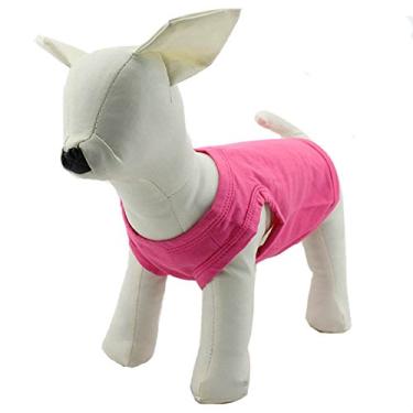 Imagem de Camisetas regatas para animais de estimação 2018 roupas para cachorro roupas em branco Top coletes para cães pequenos de tamanho médio grande 100% algodão colete de verão clássico (G, vermelho rosa)