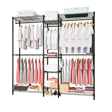 Imagem de Serxis Suporte de roupas resistente para pendurar roupas, rack de metal para roupas, suporte portátil de grande capacidade, organizador de guarda-roupa aberto independente, 150 cm C x 34 cm L x 180 cm