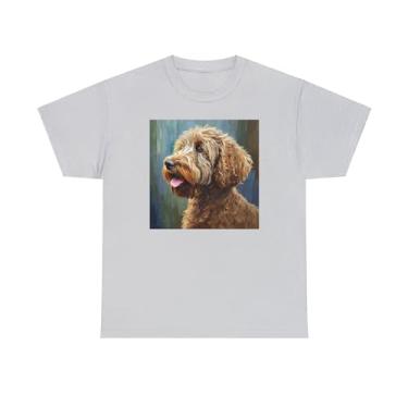Imagem de Labradoodle Camiseta unissex de algodão pesado, Cinza gelo, P