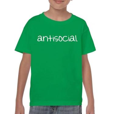 Imagem de Camiseta juvenil antissocial engraçada humor introvertido pessoas sugam ficar em casa anti social clube social sarcástico crianças geek, Verde, GG