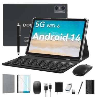 Imagem de DOMATON Tablet Android de 10,1 polegadas, 14 tablets, 4 GB + 4 GB de RAM, 64 GB de ROM, oito processadores nucleares, tela sensível ao toque capacitiva de 1280 x 800, WiFi, câmera dupla, Bluetooth,