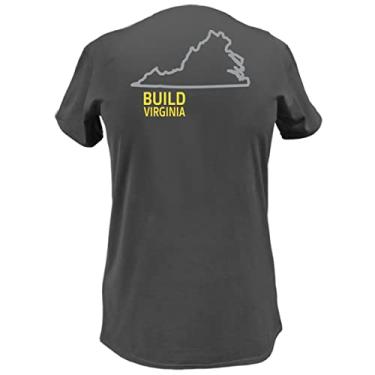 Imagem de John Deere Camiseta feminina com gola V e contorno do estado dos EUA e Canadá Build State Pride, Virginia, XG