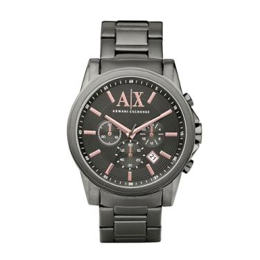 Imagem de AX Armani Exchange Relógio cronógrafo masculino com pulseira de couro, aço inoxidável ou silicone, Aço inoxidável cinza, 50, Relógio de quartzo, cronógrafo