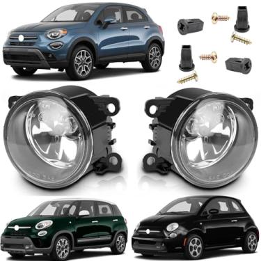 Imagem de Prefer Warehouse Par de faróis de neblina dianteiros RH LH lado do motorista do passageiro compatível com Fiat 500 2 portas 2012-2018 e 500X 2019-2021 e 500L 2014-2020 substitui CH2592152 68202187AA