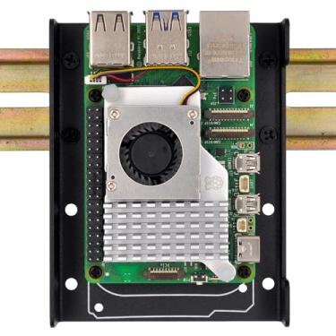 Imagem de Suporte de trilho DIN para Raspberry Pi 1A+ 1B+ 2B 3B 3B+ 4B Zero Arduino Uno Mega Mkr BeagleBone Preto