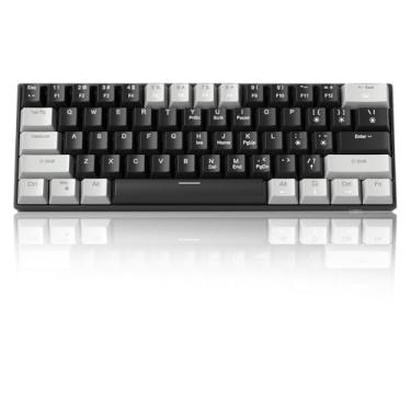 Imagem de Camiysn Teclado para jogos 60% mecânico, teclas de cores mistas, teclado para jogos com interruptores vermelhos lineares, mini teclado destacável tipo C com luz LED azul para PC/laptop