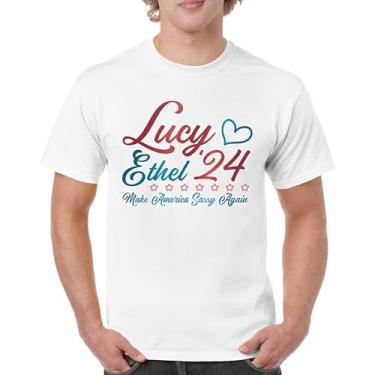 Imagem de Camiseta masculina Lucy Ethel 24 Make America Sassy Again Team Lucy TV Show American Classic BFFs Best Friends, Branco, P