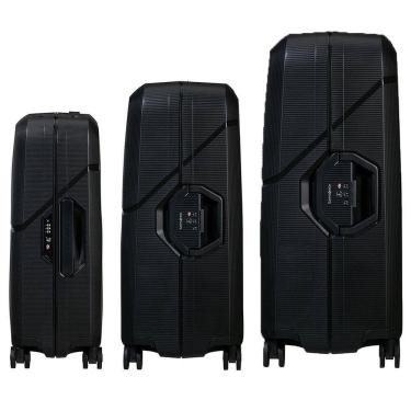 Imagem de Conjunto De Malas Magnum Eco Samsonite Polipropileno Cadeado Tsa 4 Rodas Duplas Preto P-M-G