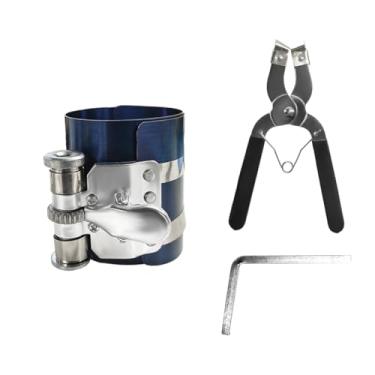 Imagem de povtii Ferramenta de compressor de anel de pistão de motor de carro de 3 polegadas, kit de remoção de instalação de trava de catraca de anel de pistão de veículo, pistões de compressão com alicate de