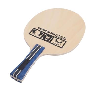 Imagem de Raquete de Tênis de Mesa, Aderência Confortável, Controle Superior, Basswood de 5 Camadas, Ideal para Jogos Internos e Externos (Aperto de mão com alça longa)