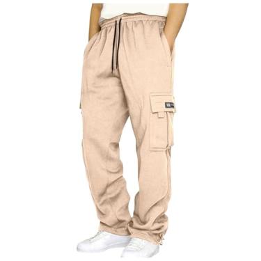 Imagem de Daygeve Calça cargo masculina de algodão, militar, tática, masculina, calça cargo de algodão, calça cargo com, Bege, M