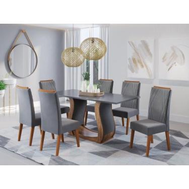 Imagem de Mesa de Jantar Retangular Vitalic com 6 Cadeiras Madeira Maciça Vegas 