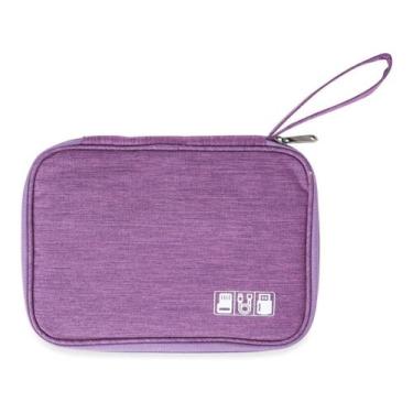 Imagem de Case Organizador Cabo Acessórios Viagem Universal Travel Bag - Roxo - 