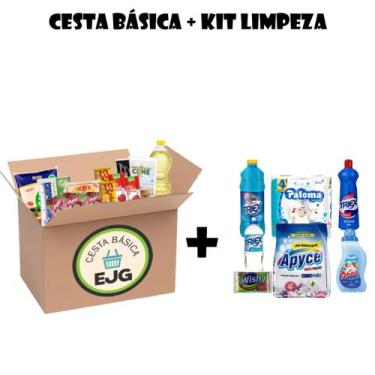 Imagem de Cesta Básica Completa 10 Itens + Kit Limpeza Premium - EJG