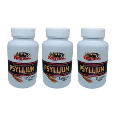 Imagem de Kit 3 Psyllium 500mg 120 Cápsulas - Rei terra, Sem Sabor