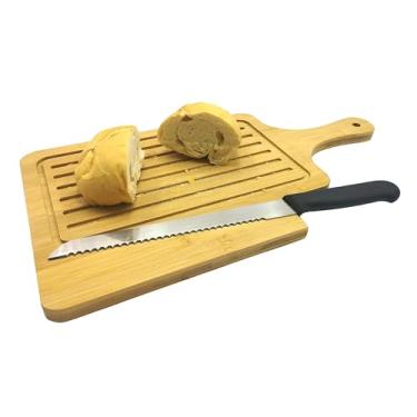 Imagem de Tábua De Bambu Com Faca Embutida Corte De Pães Migalheira