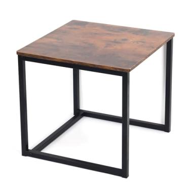 Imagem de BAOYOUNI Mesa lateral quadrada de 40 cm mesa de cabeceira de madeira com moldura preta para sala de estar, quarto, escritório - fácil de montar