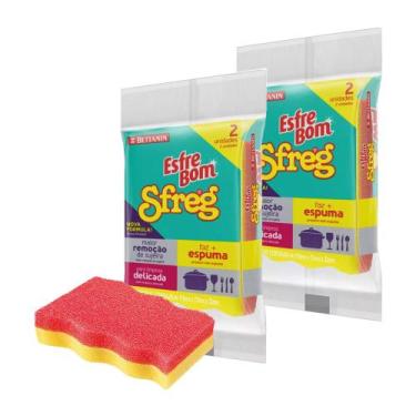 Imagem de Esponja Esfrebom Sfreg Limpeza Delicada Dupla Face - 2 Pac - Betanin