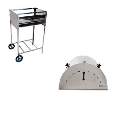 Imagem de Churrasqueira Portátil + Forno de Pizza em Inox Issi Grill