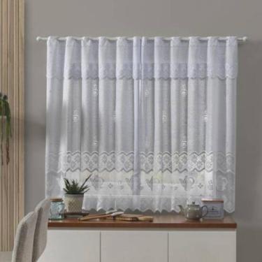 Imagem de Cortina Cozinha 220x120cm Renda Elegante Bule com Bandô - Amora Magazi
