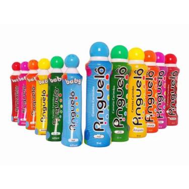 Imagem de Kit 6 Canetas Carimbo Pinguelô Com 80ml + 6 Pinguelos Baby