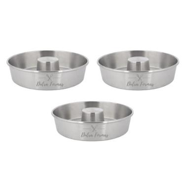 Imagem de Forma De Pudim Bolo Suíça Com Furo 26 x 6 cm Redonda Kit 3 Peças - Dut