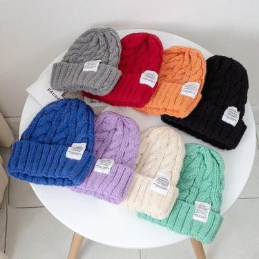 Imagem de Gorro Feminino De Inverno Cores Doces Malha Macia - ElaShopp, Vermelho