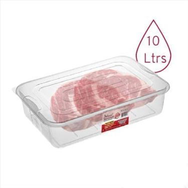 Imagem de Bandeja Caixa Plástica Frigorífica 10 Litros c/ Tampa p/ Carnes, Aves 