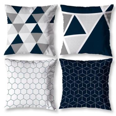 Imagem de Kit 4 Capas de Almofadas Cheias Cheias Decorativa Geo Cinza - Mercado 