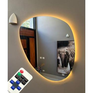 Imagem de Espelho Orgânico Decorativo Com Led e Controle 80x60cm - V.A Decor