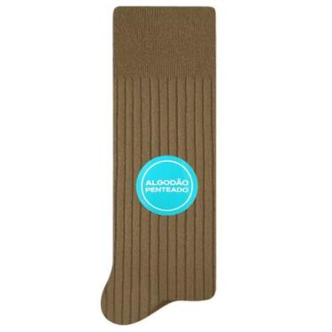 Imagem de Meia Social Masculina Algodão Penteado Selene 8006, 39-43, Kaki